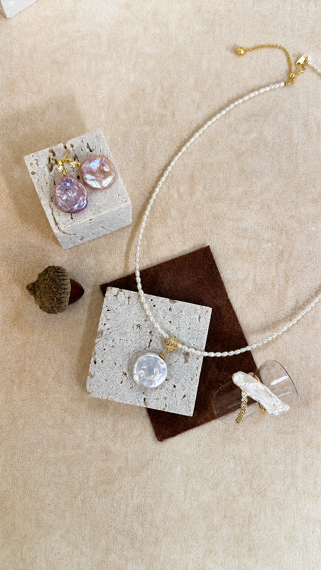 Roman Coin Pendant Seed Pearl Choker Necklace
