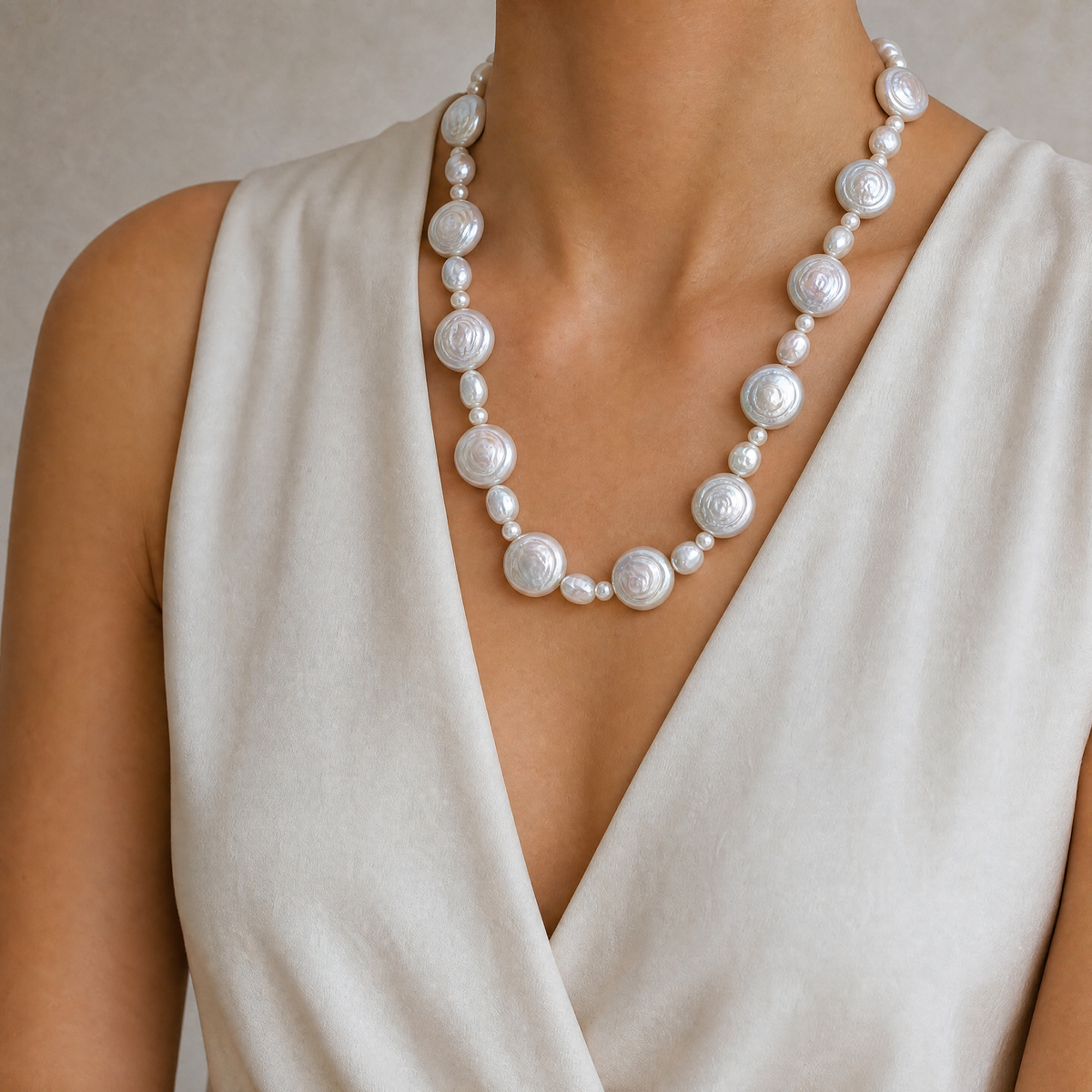 Button Baroque Pearl Necklace
