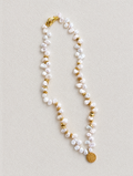 Keshi Pearl Necklace with Gold Disc Pendant