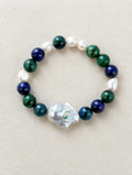 Chrysocolla & Baroque Pearl Stretch Bracelet