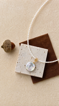 Roman Coin Pendant Seed Pearl Choker Necklace